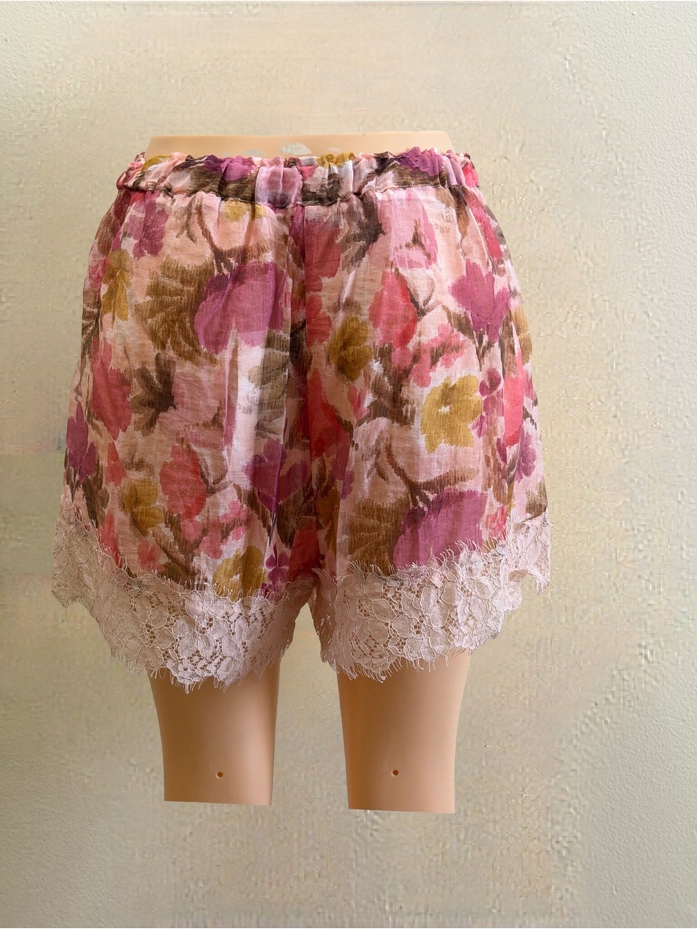 Floral Bohemian Ladies' Mid Waist Shorts In Polyester With Lace Detail Sz L - Picture 8 of 12